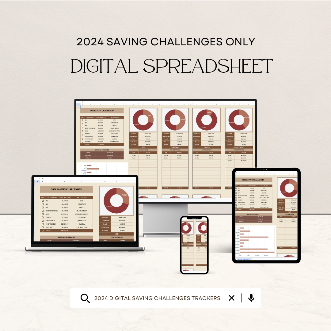 DIGITAL SAVING CHALLENGES (GOOGLE SPREADSHEET)