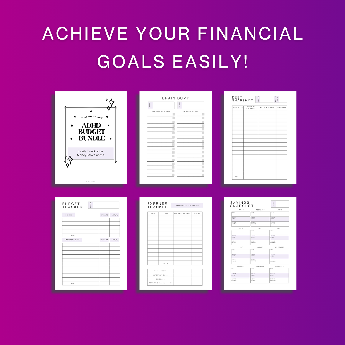 ADHD BUDGET BUNDLE | Guided Money Sheets and Habit tracker | Printable pdf
