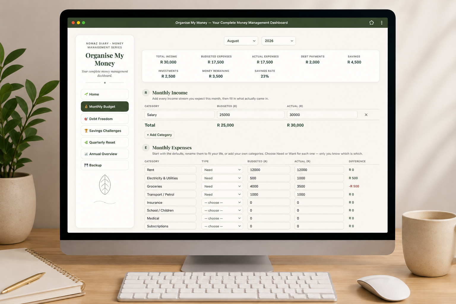 Money Organising Tool