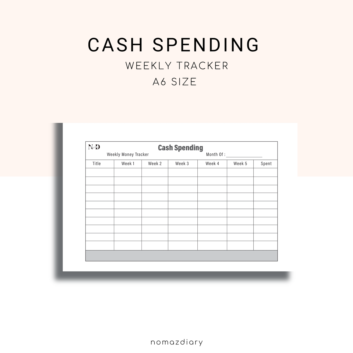 Cash Spending Tracker - PDF