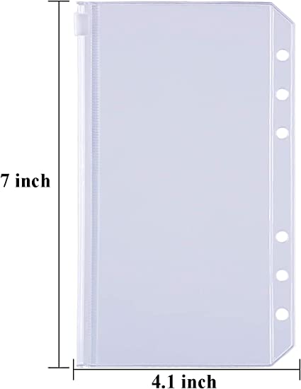 4x Clear Zip Binder Envelopes,  A6 Size for a 6-Ring Binder.