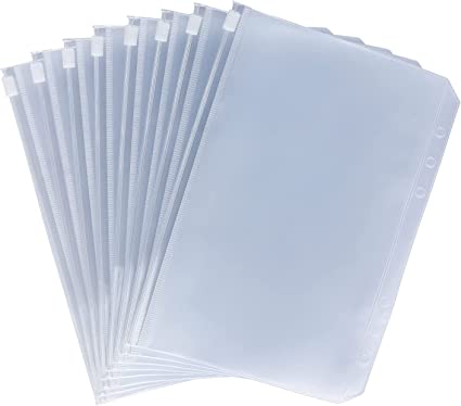 4x Clear Zip Binder Envelopes,  A6 Size for a 6-Ring Binder.